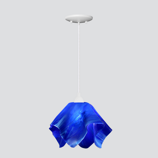 Jezebel Gallery Flame Radiance 11" x 10" Large Cobalt Blue Pendant Light With White Hardware