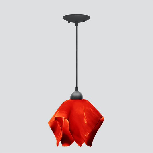 Jezebel Gallery Flame Radiance 11" x 10" Large Fiery Red Pendant Light With Black Hardware