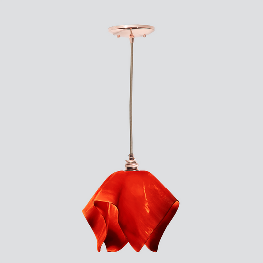 Jezebel Gallery Flame Radiance 11" x 10" Large Fiery Red Pendant Light With Copper Hardware