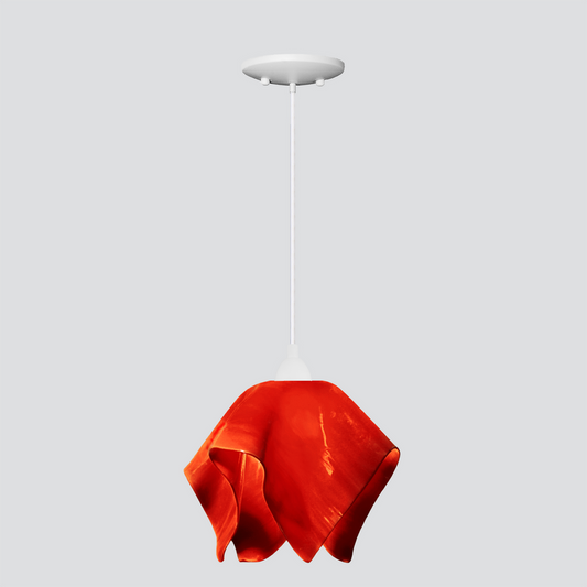 Jezebel Gallery Flame Radiance 11" x 10" Large Fiery Red Pendant Light With White Hardware