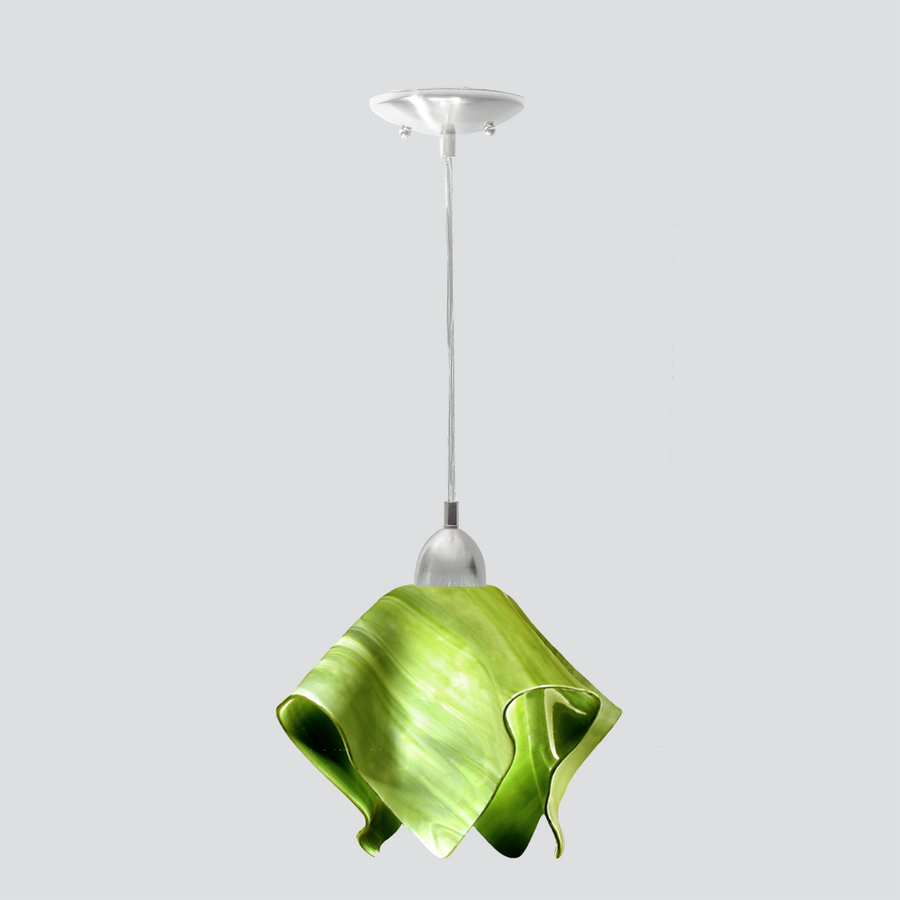 Jezebel Gallery Flame Radiance 11" x 10" Large Grass Green Pendant Light With Nickel Hardware