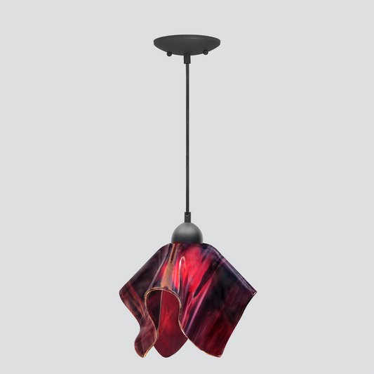 Jezebel Gallery Flame Radiance 11" x 10" Large Plum Pendant Light With Black Hardware