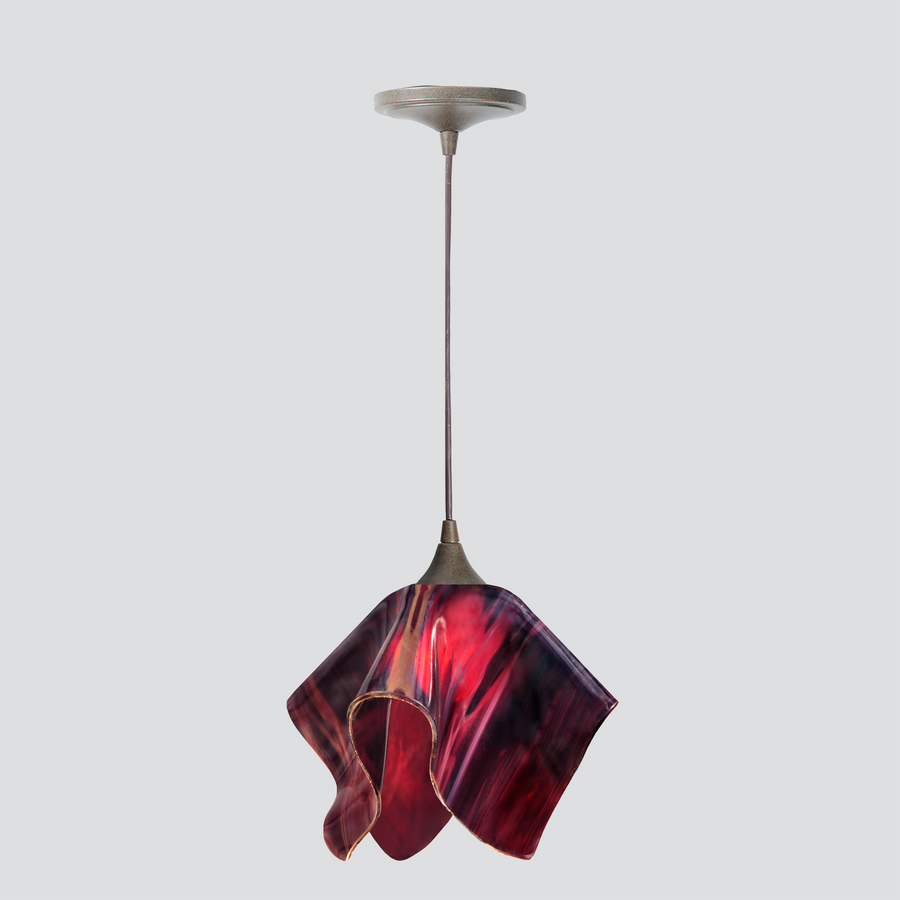 Jezebel Gallery Flame Radiance 11" x 10" Large Plum Pendant Light With Brown Hardware