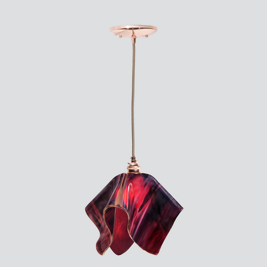 Jezebel Gallery Flame Radiance 11" x 10" Large Plum Pendant Light With Copper Hardware