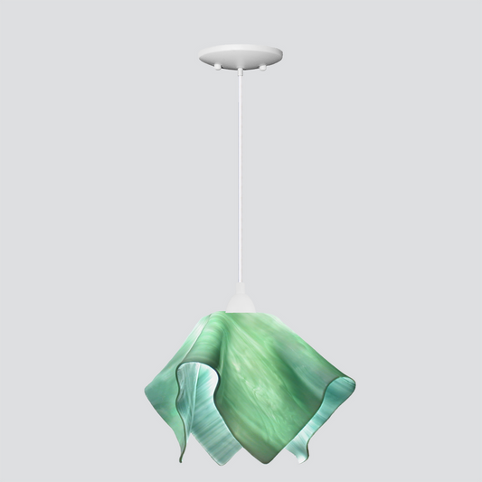 Jezebel Gallery Flame Radiance 11" x 10" Large Seafoam Green Pendant Light With White Hardware