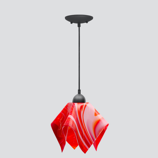 Jezebel Gallery Flame Radiance 11" x 10" Large Strawberries and Cream Pendant Light With Black Hardware