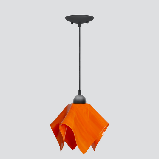 Jezebel Gallery Flame Radiance 11" x 10" Large Tangerine Pendant Light With Black Hardware