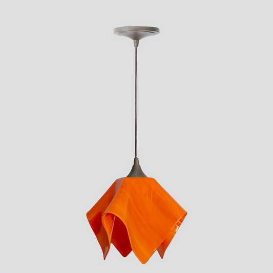 Jezebel Gallery Flame Radiance 11" x 10" Large Tangerine Pendant Light With Brown Hardware