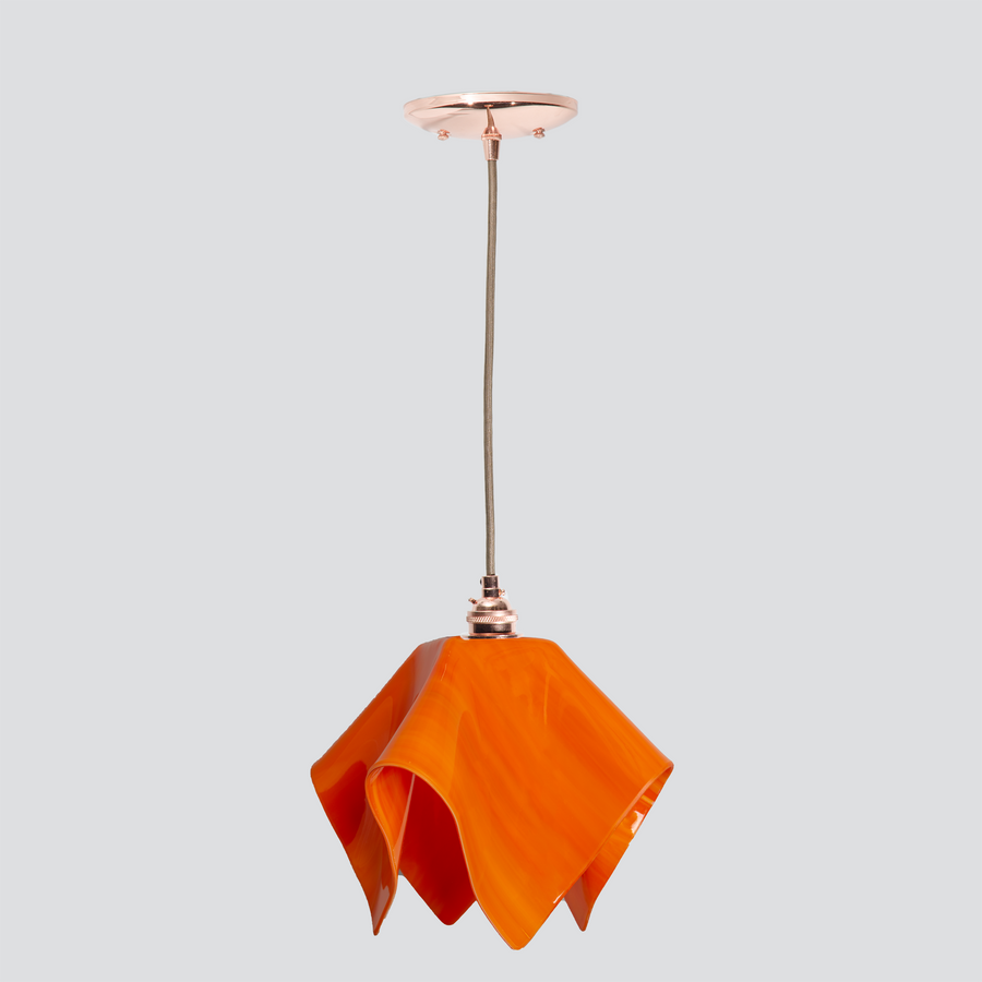 Jezebel Gallery Flame Radiance 11" x 10" Large Tangerine Pendant Light With Copper Hardware