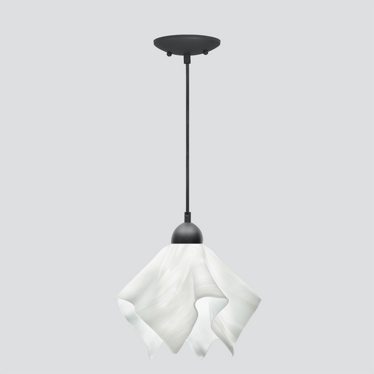 Jezebel Gallery Flame Radiance 11" x 10" Large White Cloud Pendant Light With Black Hardware