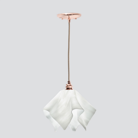 Jezebel Gallery Flame Radiance 11" x 10" Large White Cloud Pendant Light With Copper Hardware