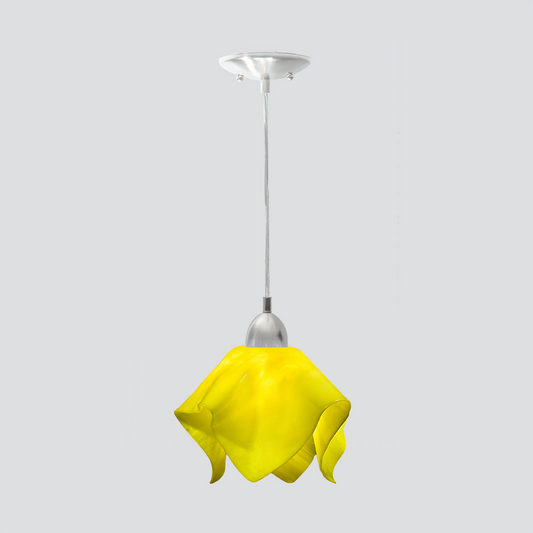 Jezebel Gallery Flame Radiance 9" x 7" Small Canary Yellow Pendant Light With Nickel Hardware