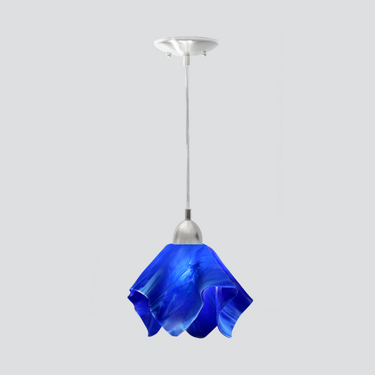 Jezebel Gallery Flame Radiance 9" x 7" Small Cobalt Blue Pendant Light With Nickel Hardware