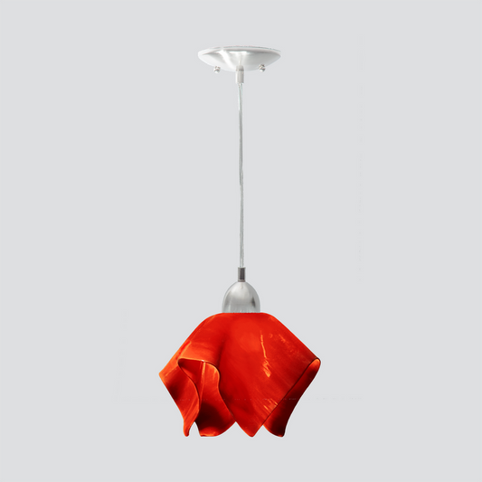 Jezebel Gallery Flame Radiance 9" x 7" Small Fiery Red Pendant Light With Nickel Hardware