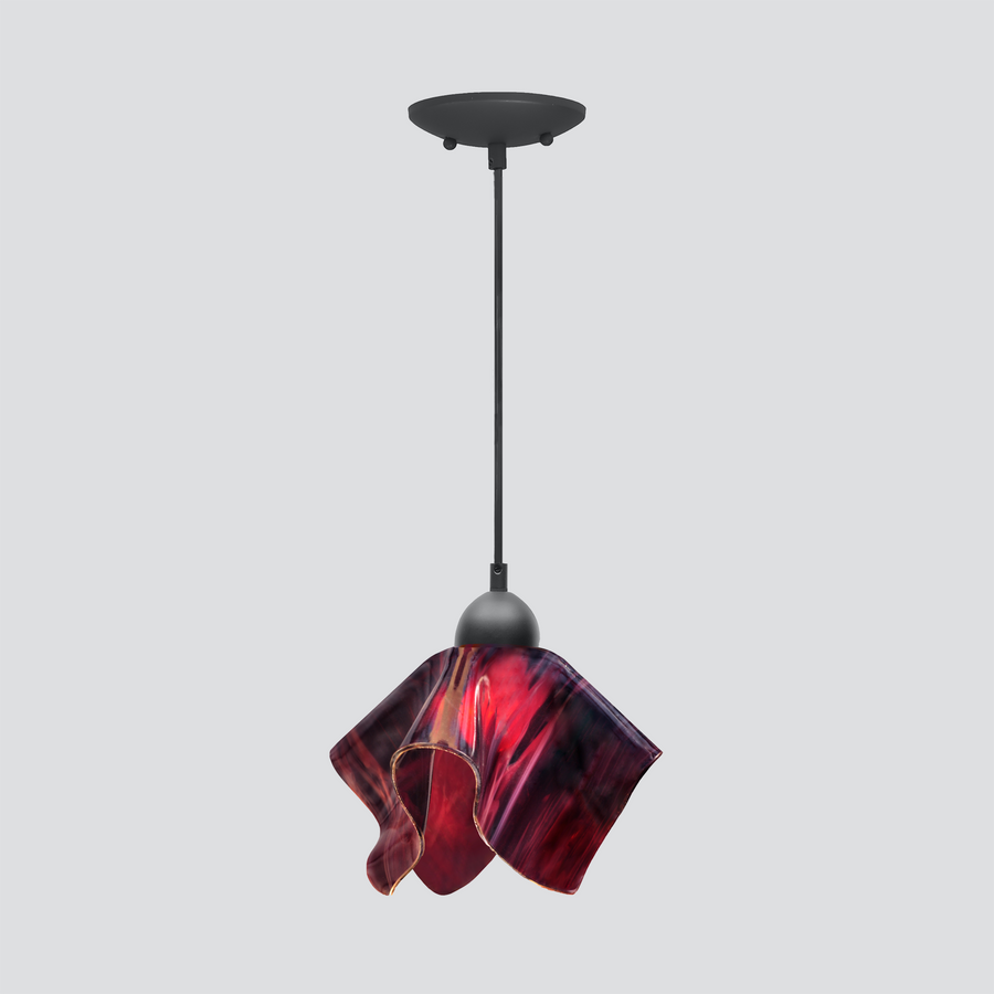 Jezebel Gallery Flame Radiance 9" x 7" Small Plum Pendant Light With Black Hardware