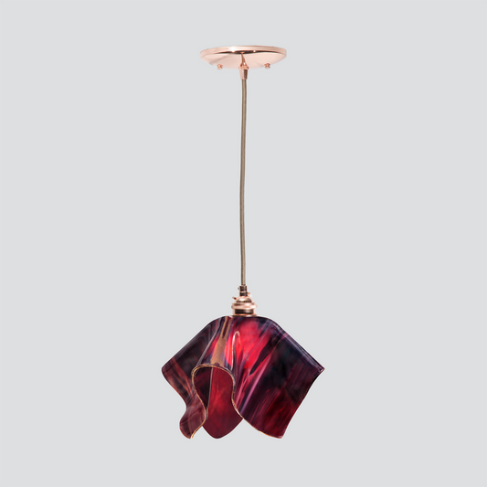 Jezebel Gallery Flame Radiance 9" x 7" Small Plum Pendant Light With Copper Hardware