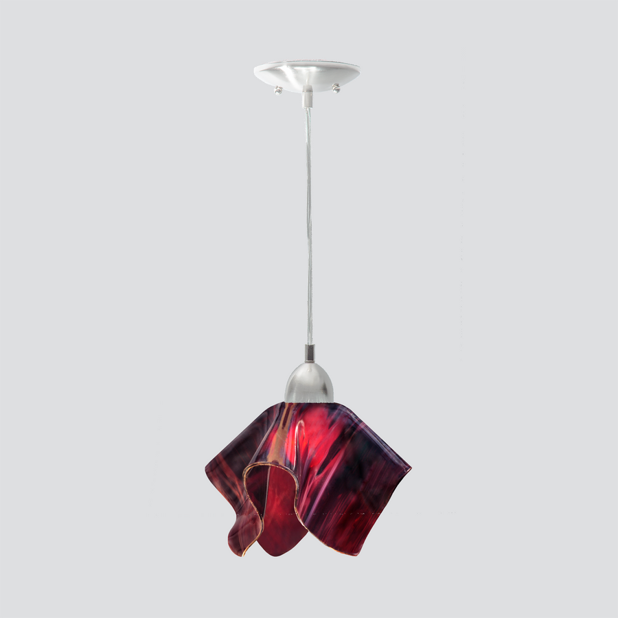 Jezebel Gallery Flame Radiance 9" x 7" Small Plum Pendant Light With Nickel Hardware