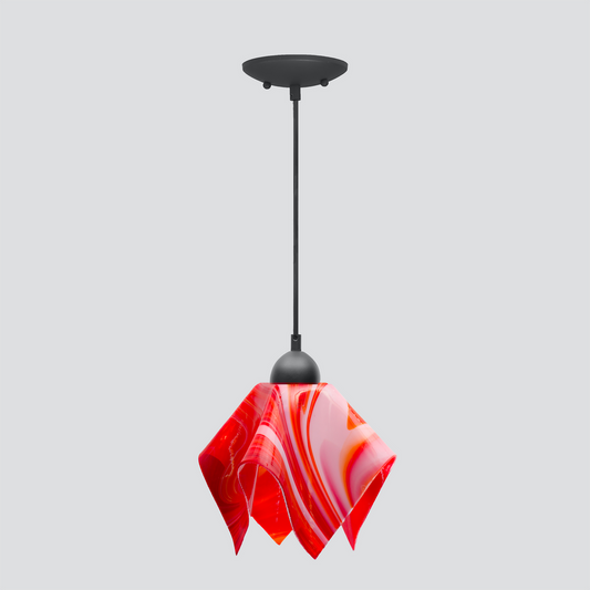 Jezebel Gallery Flame Radiance 9" x 7" Small Strawberries and Cream Pendant Light With Black Hardware