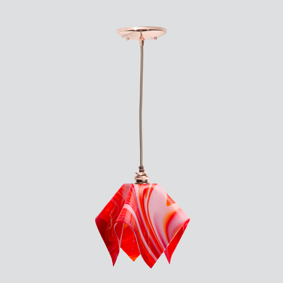 Jezebel Gallery Flame Radiance 9" x 7" Small Strawberries and Cream Pendant Light With Copper Hardware