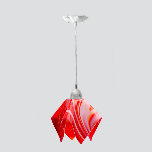 Jezebel Gallery Flame Radiance 9" x 7" Small Strawberries and Cream Pendant Light With Nickel Hardware