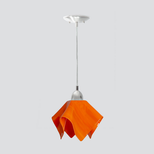 Jezebel Gallery Flame Radiance 9" x 7" Small Tangerine Pendant Light With Nickel Hardware