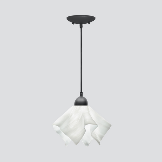 Jezebel Gallery Flame Radiance 9" x 7" Small White Cloud Pendant Light With Black Hardware