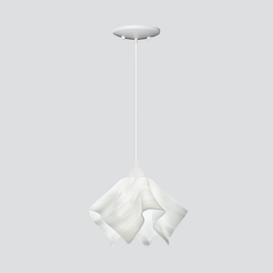 Jezebel Gallery Flame Radiance 9" x 7" Small White Cloud Pendant Light With White Hardware