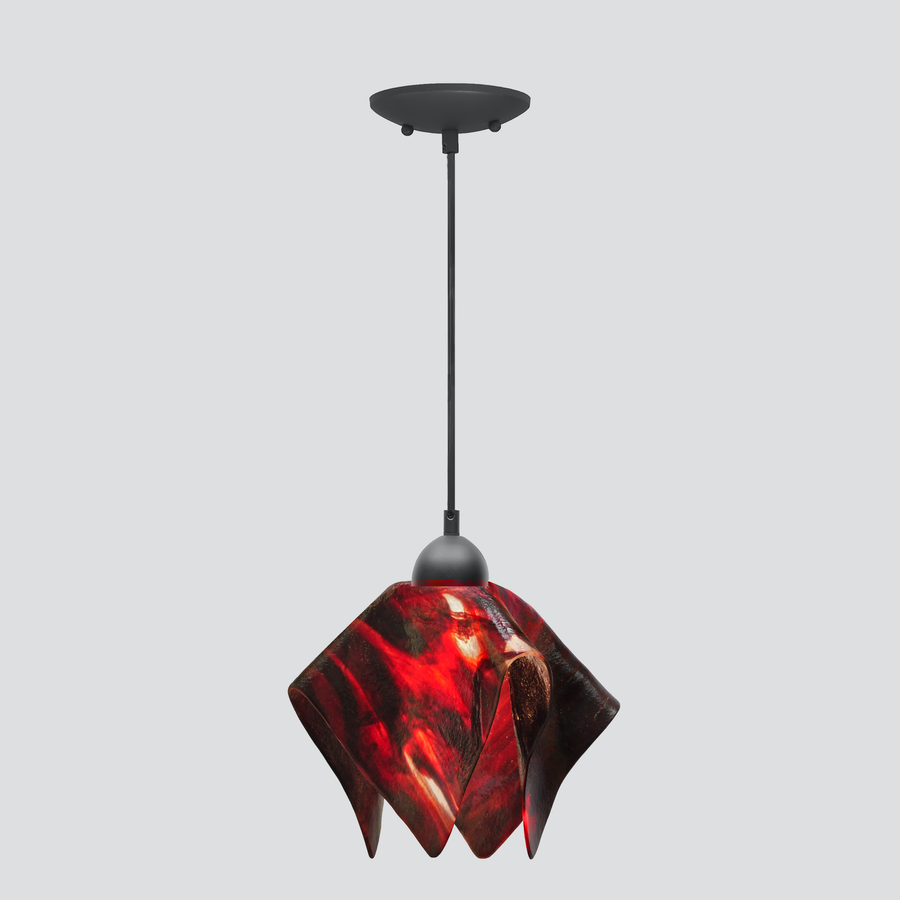 Jezebel Gallery Flame Signature 11" x 10" Large Azalea Pendant Light With Black Hardware