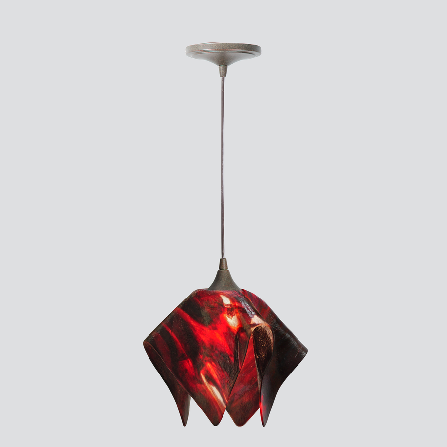 Jezebel Gallery Flame Signature 11" x 10" Large Azalea Pendant Light With Brown Hardware