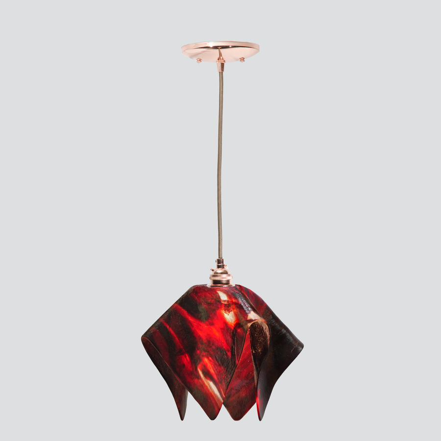 Jezebel Gallery Flame Signature 11" x 10" Large Azalea Pendant Light With Copper Hardware