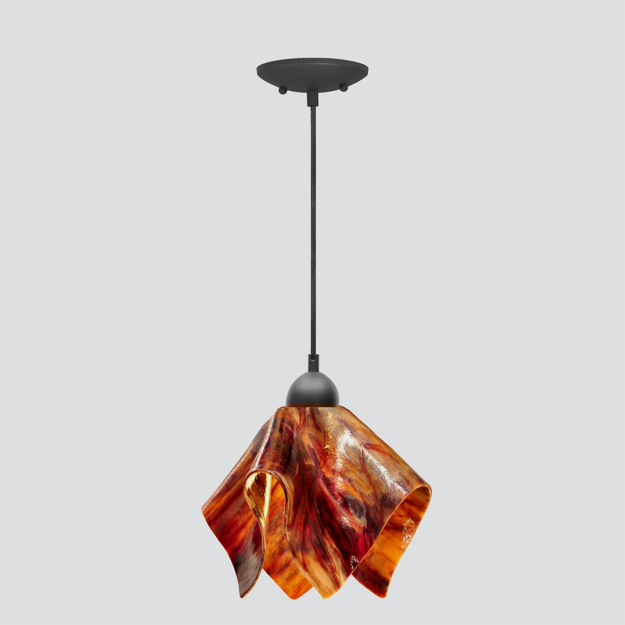 Jezebel Gallery Flame Signature 11" x 10" Large Begonia Pendant Light With Black Hardware