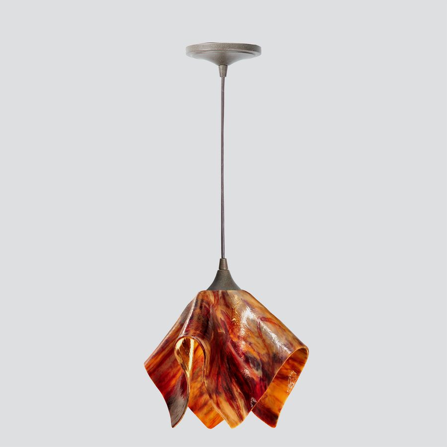 Jezebel Gallery Flame Signature 11" x 10" Large Begonia Pendant Light With Brown Hardware