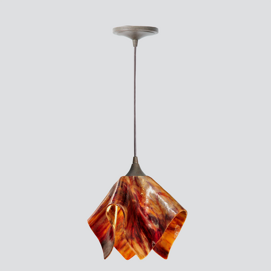 Jezebel Gallery Flame Signature 11" x 10" Large Begonia Pendant Light With Brown Hardware