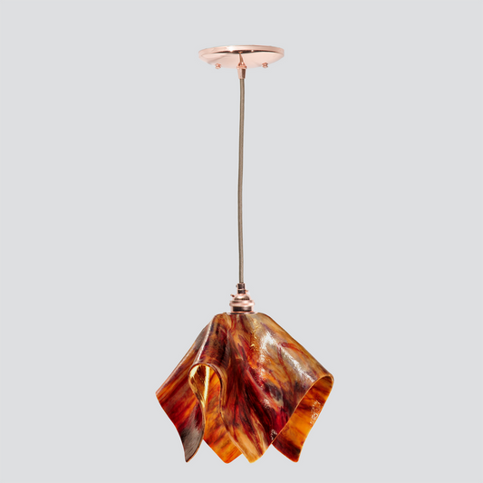 Jezebel Gallery Flame Signature 11" x 10" Large Begonia Pendant Light With Copper Hardware