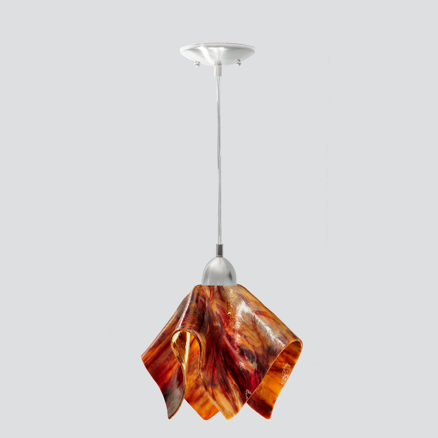 Jezebel Gallery Flame Signature 11" x 10" Large Begonia Pendant Light With Nickel Hardware
