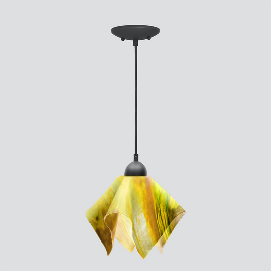 Jezebel Gallery Flame Signature 11" x 10" Large Buttercup Pendant Light With Black Hardware