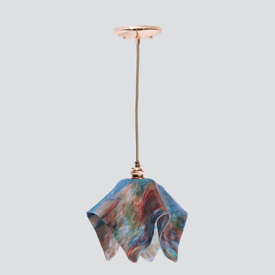 Jezebel Gallery Flame Signature 11" x 10" Large Daily Lily Pendant Light With Copper Hardware