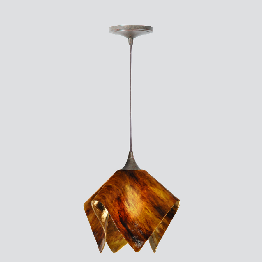 Jezebel Gallery Flame Signature 11" x 10" Large Earth Pendant Light With Brown Hardware