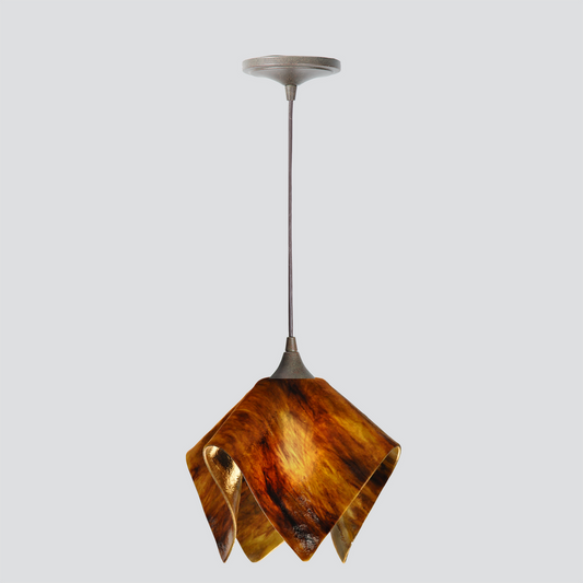 Jezebel Gallery Flame Signature 11" x 10" Large Earth Pendant Light With Brown Hardware