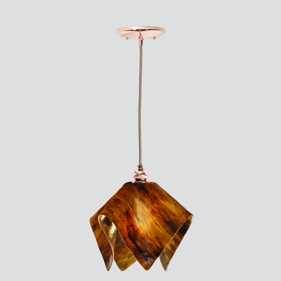 Jezebel Gallery Flame Signature 11" x 10" Large Earth Pendant Light With Copper Hardware