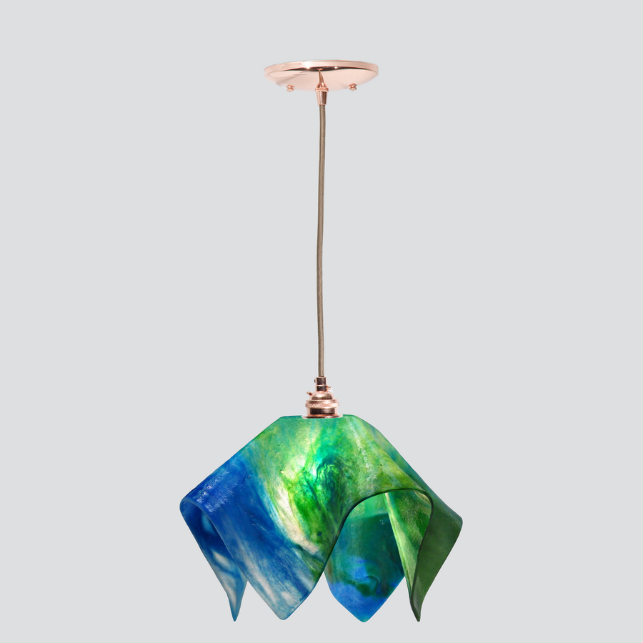 Jezebel Gallery Flame Signature 11" x 10" Large Fern Pendant Light With Copper Hardware