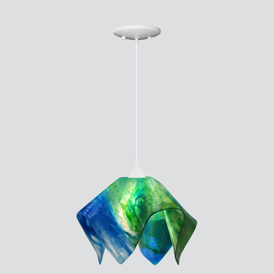Jezebel Gallery Flame Signature 11" x 10" Large Fern Pendant Light With White Hardware