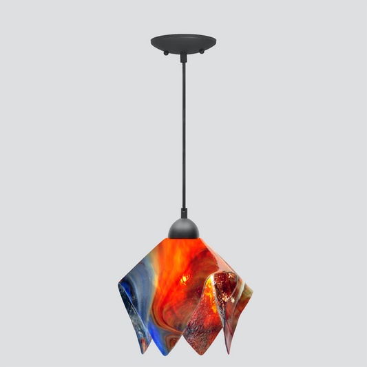 Jezebel Gallery Flame Signature 11" x 10" Large Garnet Pendant Light With Black Hardware