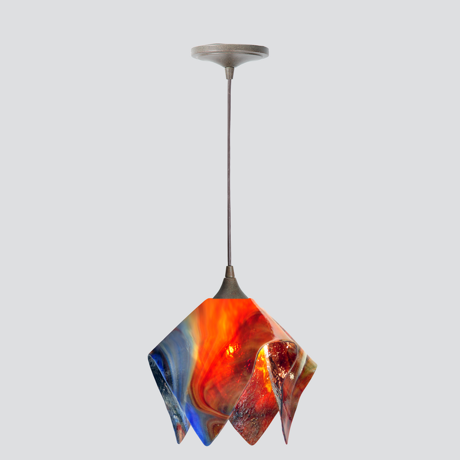 Jezebel Gallery Flame Signature 11" x 10" Large Garnet Pendant Light With Brown Hardware