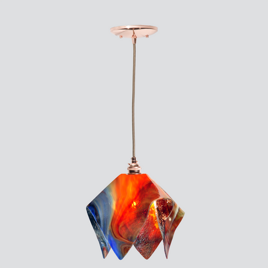 Jezebel Gallery Flame Signature 11" x 10" Large Garnet Pendant Light With Copper Hardware