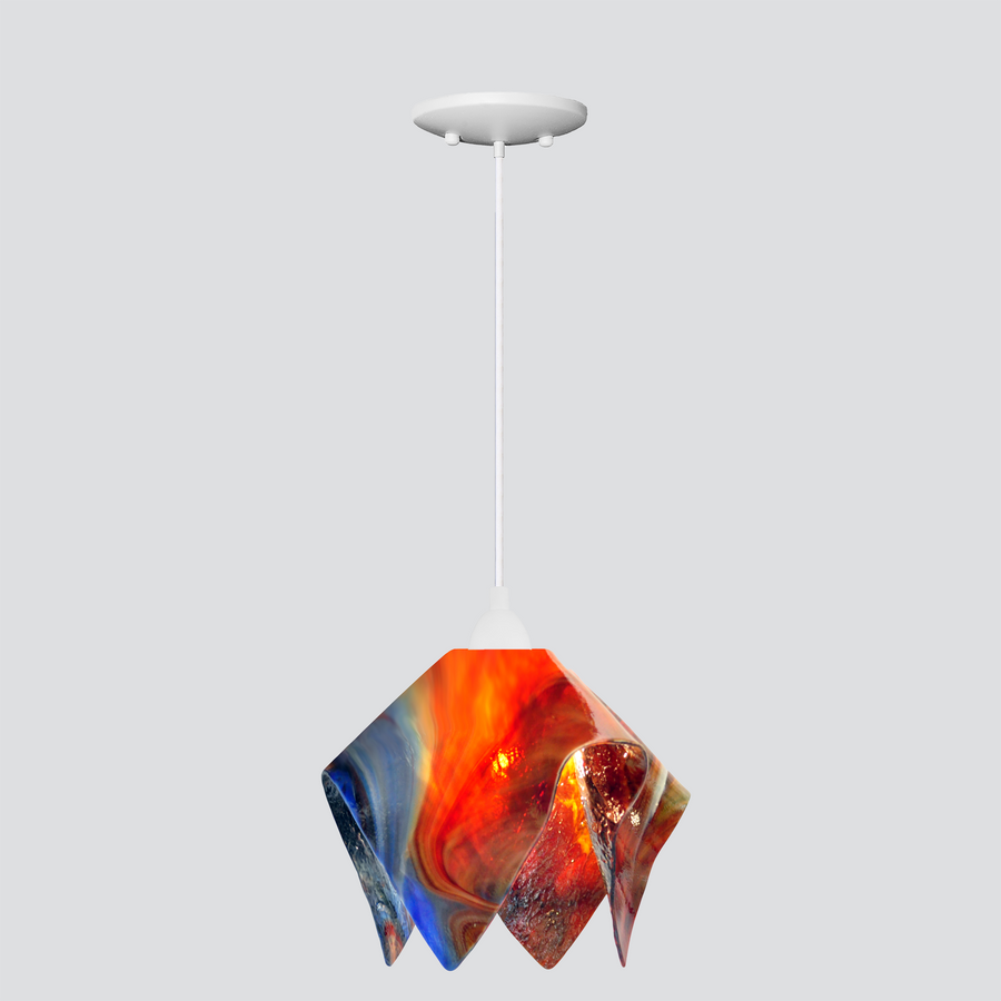 Jezebel Gallery Flame Signature 11" x 10" Large Garnet Pendant Light With White Hardware