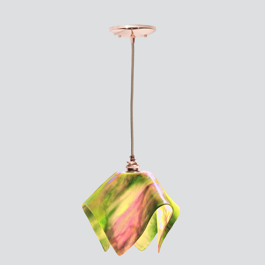 Jezebel Gallery Flame Signature 11" x 10" Large Tulip Pendant Light With Copper Hardware