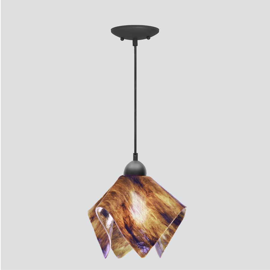 Jezebel Gallery Flame Signature 11" x 10" Large Wild Iris Pendant Light With Black Hardware