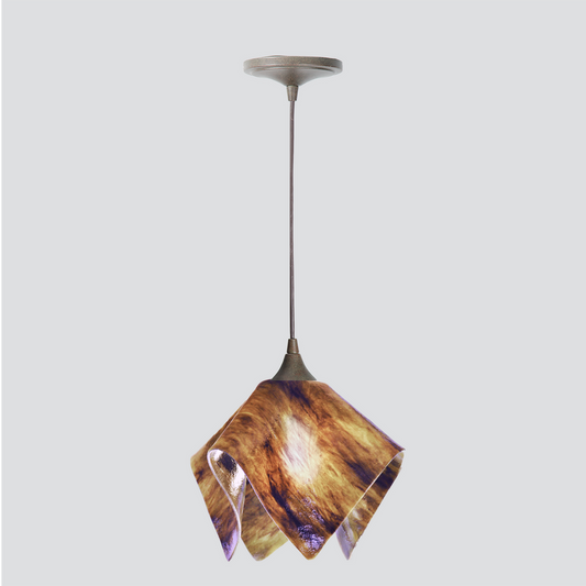 Jezebel Gallery Flame Signature 11" x 10" Large Wild Iris Pendant Light With Brown Hardware
