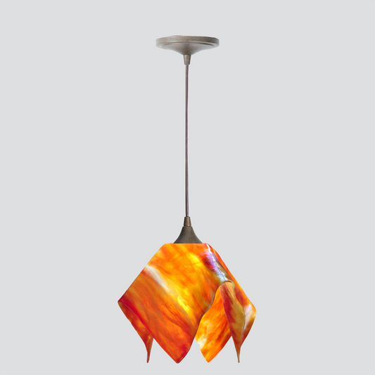Jezebel Gallery Flame Signature 11" x 10" Large Zinna Pendant Light With Brown Hardware